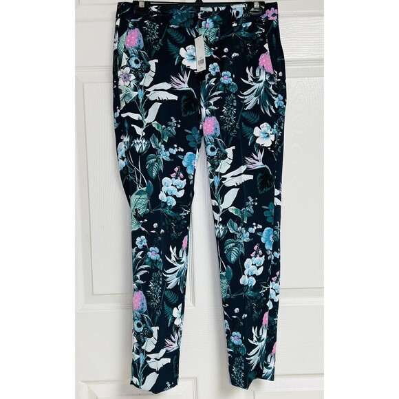 BANANA REPUBLIC Multi Color Floral AVERY Trouser Ankle PANTS Women's Size 0 - Picture 1 of 7